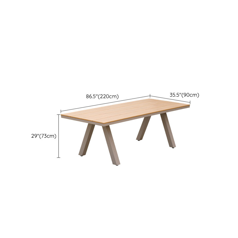 Modern Artificial Wood Courtyard Table Rectangle Shape Outdoor Table