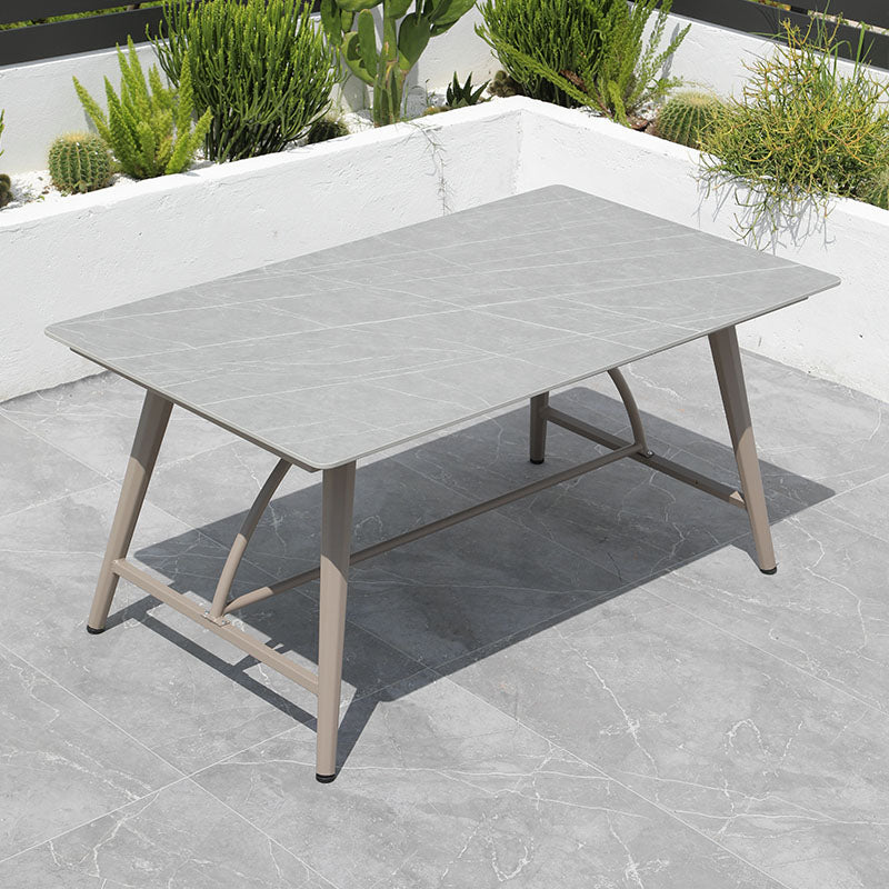 Gray Water Resistant Patio Table Contemporary UV Resistant Dining Table