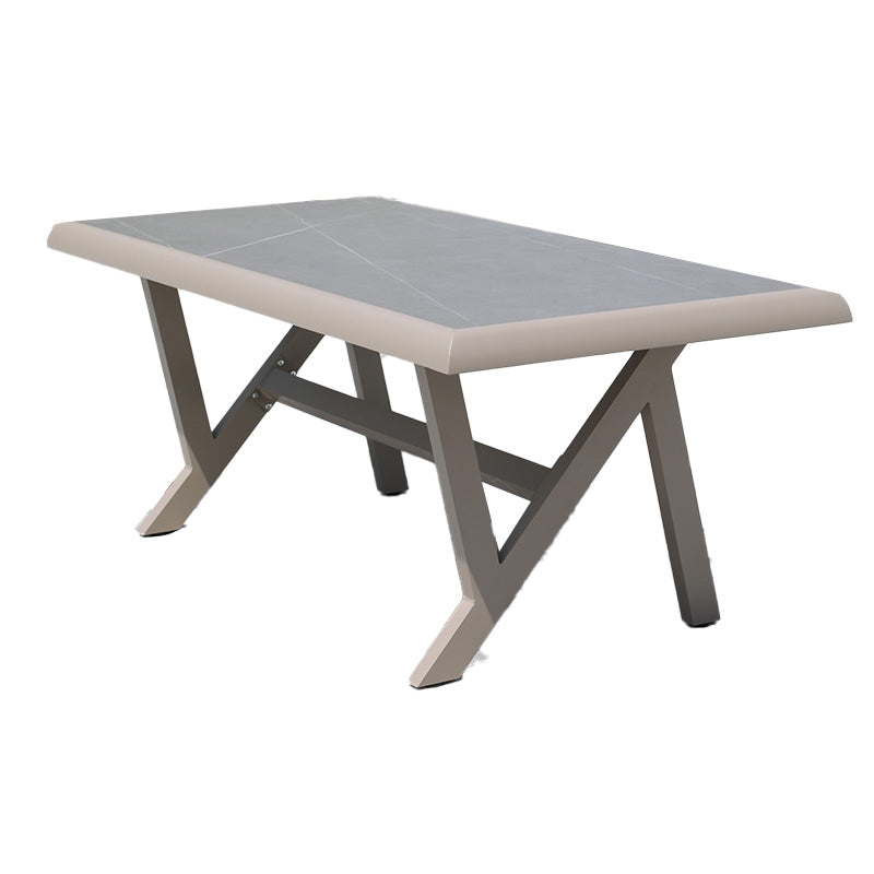 Gray Water Resistant Patio Table Contemporary UV Resistant Dining Table