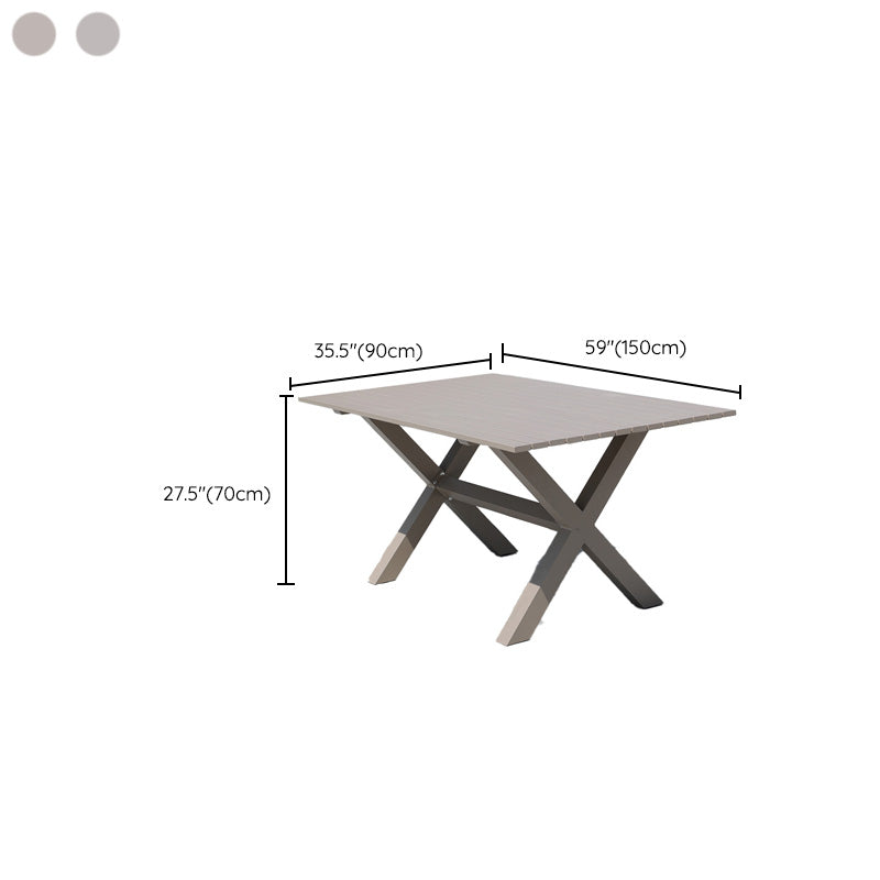 Gray Water Resistant Patio Table Contemporary UV Resistant Dining Table