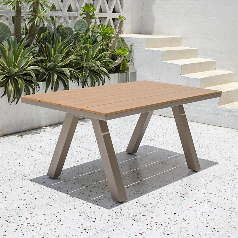 Modern Artificial Wood Dining Table Rectangle Shape Courtyard Table