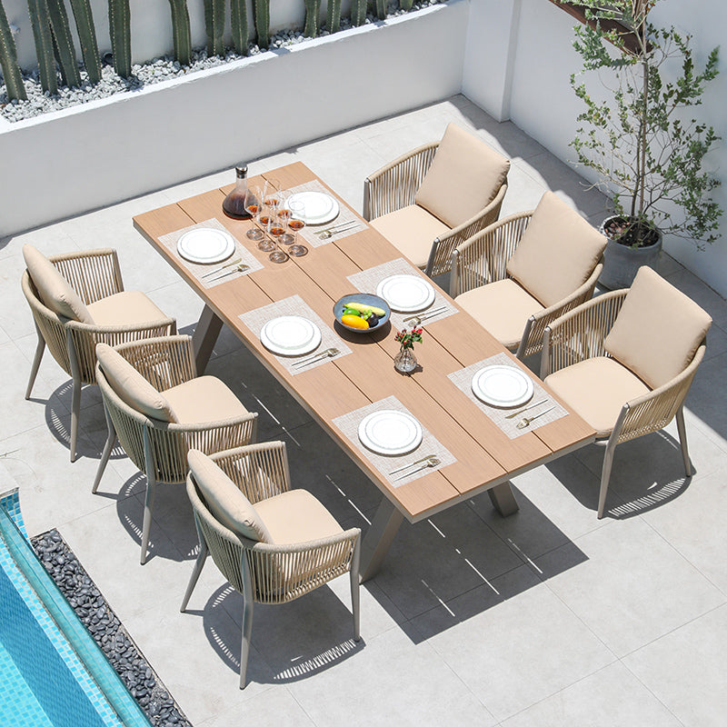 Modern Artificial Wood Dining Table Rectangle Shape Courtyard Table