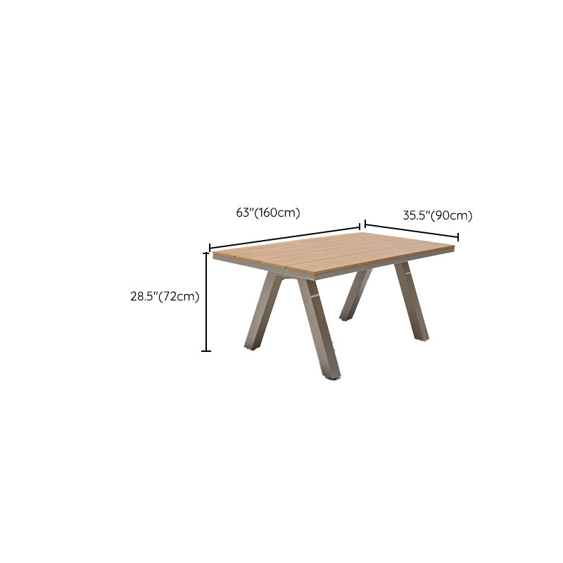 Modern Artificial Wood Dining Table Rectangle Shape Courtyard Table