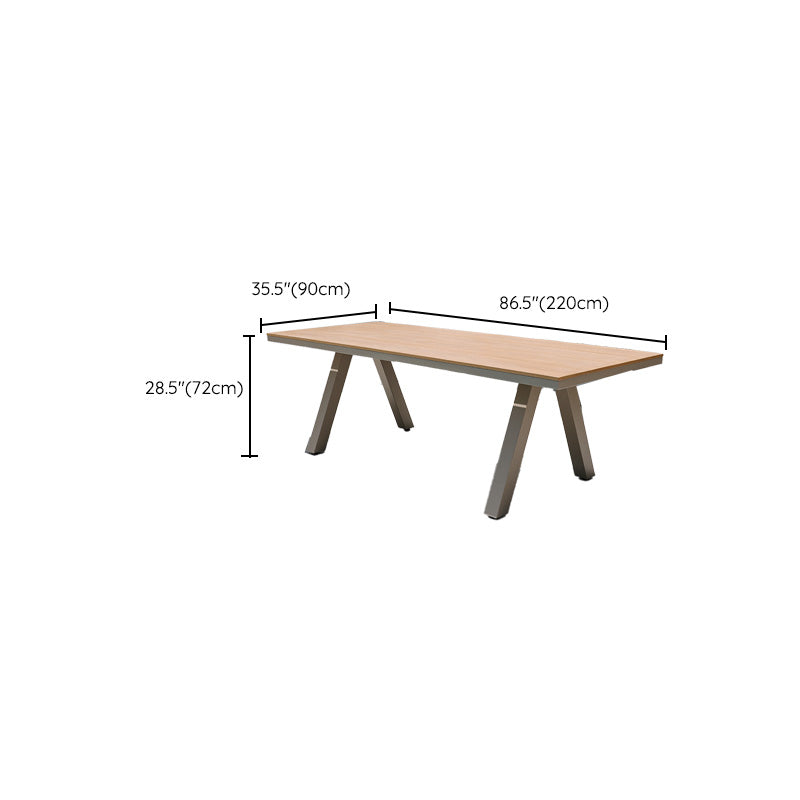 Modern Artificial Wood Dining Table Rectangle Shape Courtyard Table