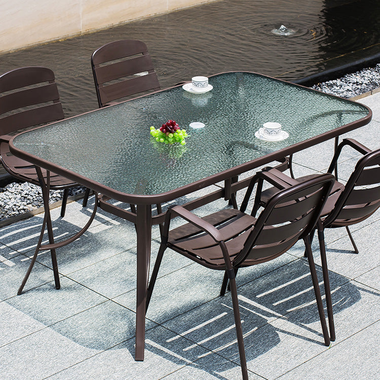 Modern Waterproof Geometric Courtyard Table Toughened Glass Outdoor Table