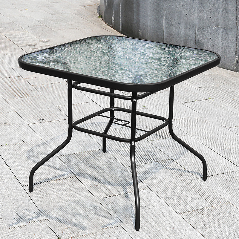 Modern Waterproof Geometric Courtyard Table Toughened Glass Outdoor Table