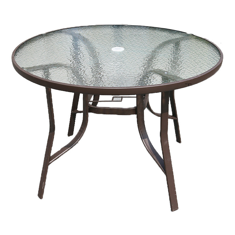 Modern Waterproof Geometric Courtyard Table Toughened Glass Outdoor Table