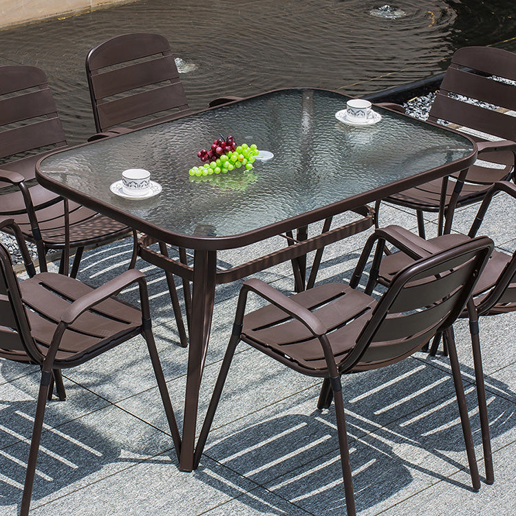 Modern Waterproof Geometric Courtyard Table Toughened Glass Outdoor Table