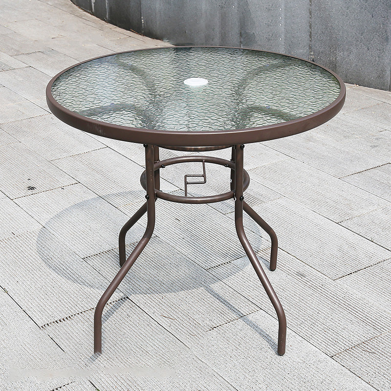 Modern Waterproof Geometric Courtyard Table Toughened Glass Outdoor Table