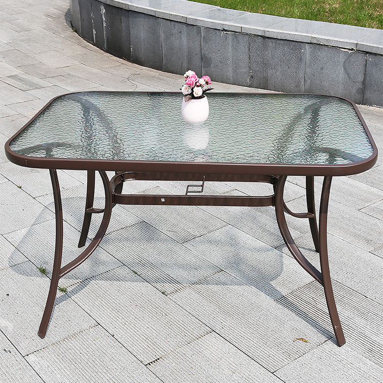 Modern Waterproof Geometric Courtyard Table Toughened Glass Outdoor Table