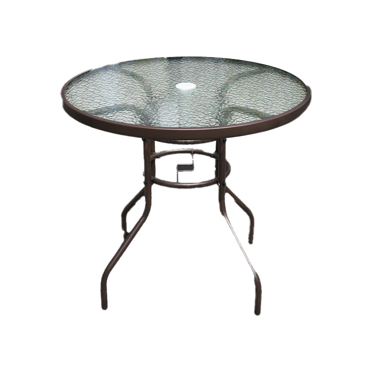 Modern Waterproof Geometric Courtyard Table Toughened Glass Outdoor Table