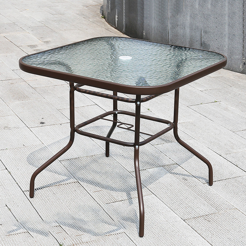 Modern Waterproof Geometric Courtyard Table Toughened Glass Outdoor Table