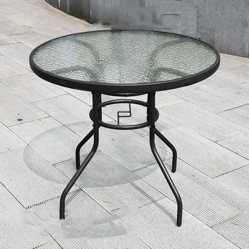 Modern Waterproof Geometric Courtyard Table Toughened Glass Outdoor Table