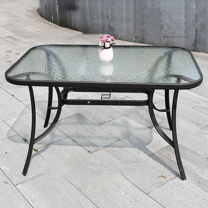 Modern Waterproof Geometric Courtyard Table Toughened Glass Outdoor Table