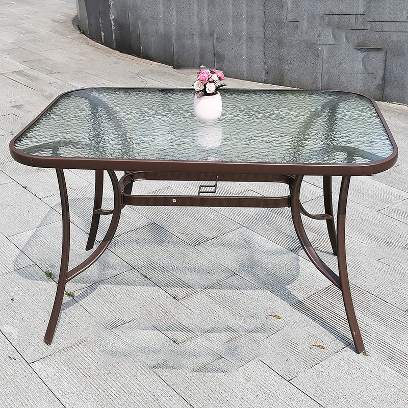 Modern Waterproof Geometric Courtyard Table Toughened Glass Outdoor Table