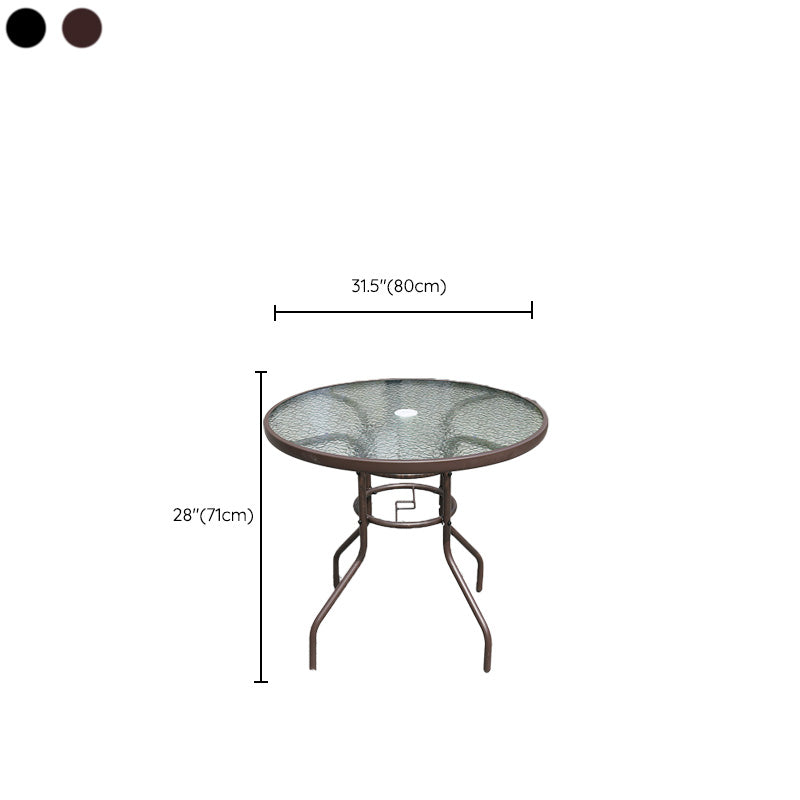 Modern Waterproof Geometric Courtyard Table Toughened Glass Outdoor Table