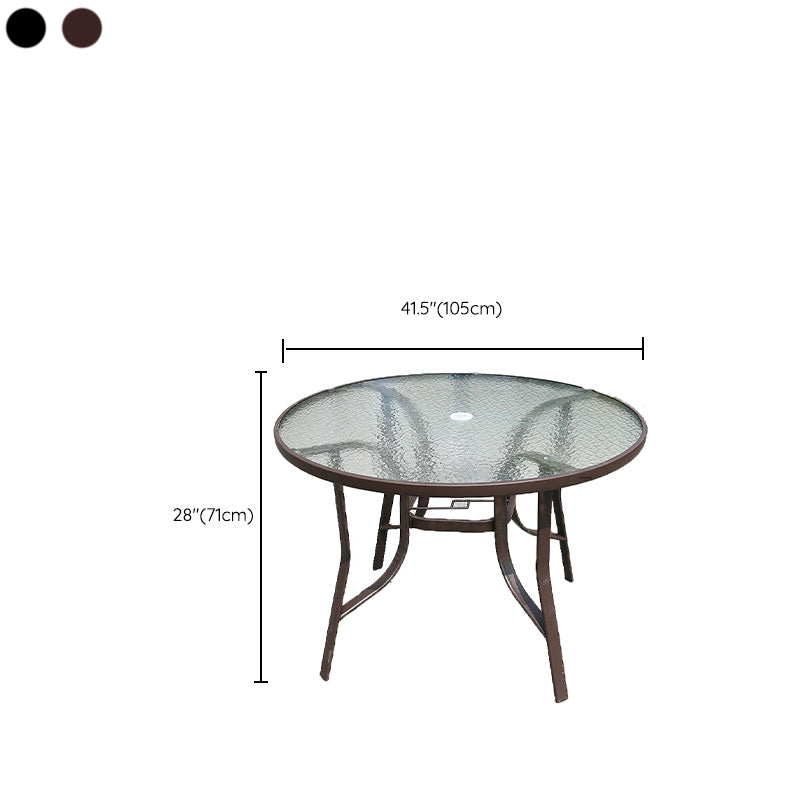 Modern Waterproof Geometric Courtyard Table Toughened Glass Outdoor Table