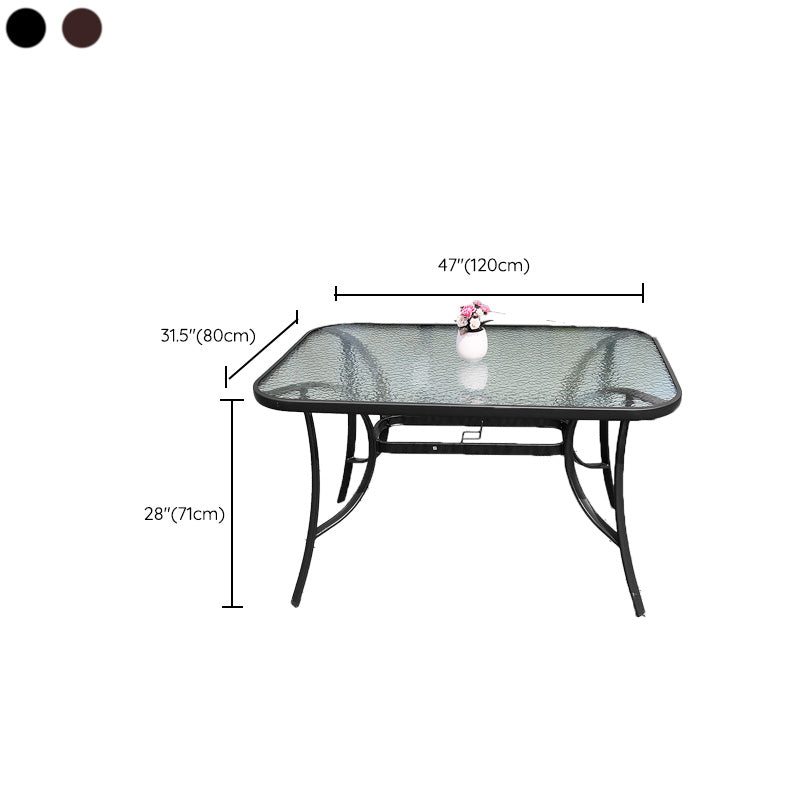 Modern Waterproof Geometric Courtyard Table Toughened Glass Outdoor Table