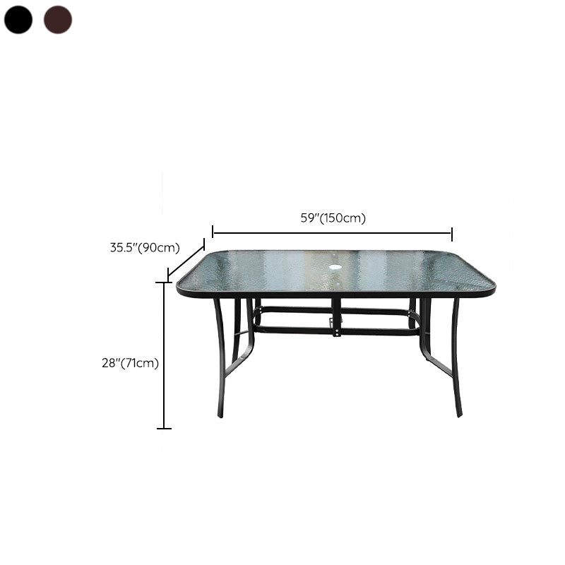 Modern Waterproof Geometric Courtyard Table Toughened Glass Outdoor Table