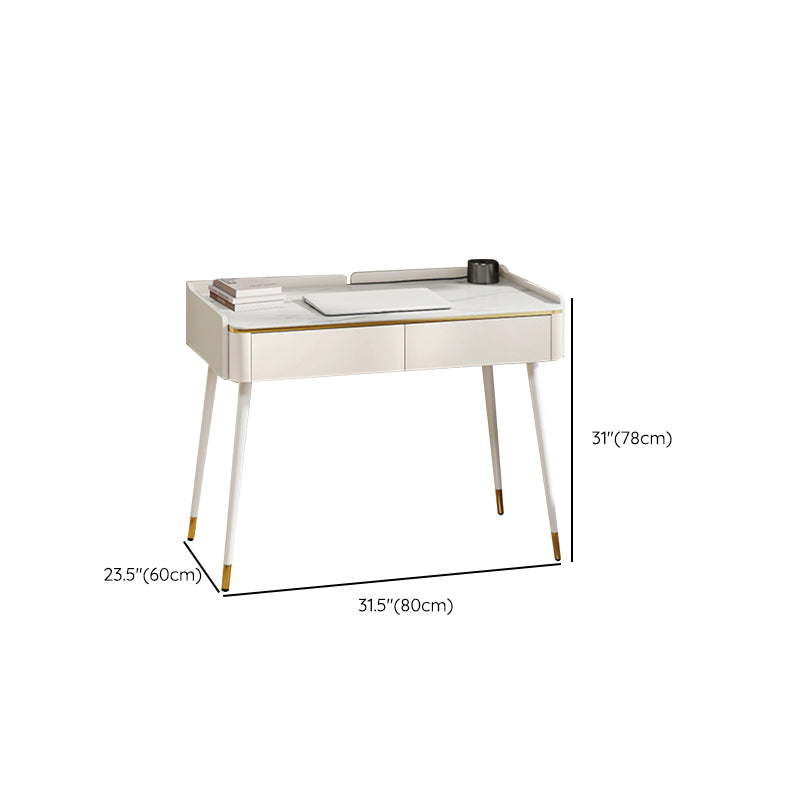 Modern Style Rectangular Office Table Stone Writing Desk in White