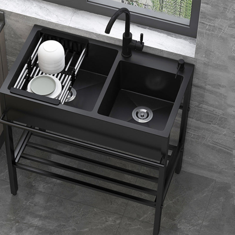 Modern Style Kitchen Sink All-in-one Black Kitchen Sink with Drain Assembly