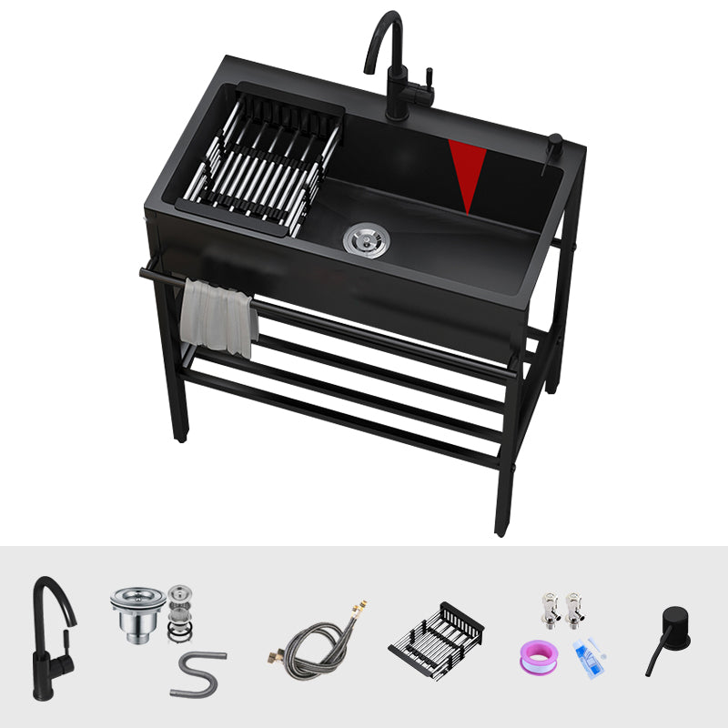 Modern Style Kitchen Sink All-in-one Black Kitchen Sink with Drain Assembly