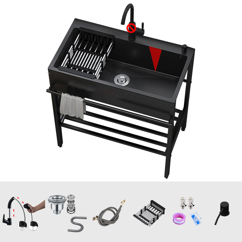 Modern Style Kitchen Sink All-in-one Black Kitchen Sink with Drain Assembly