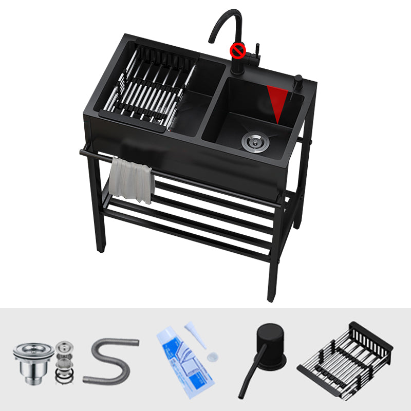 Modern Style Kitchen Sink All-in-one Black Kitchen Sink with Drain Assembly