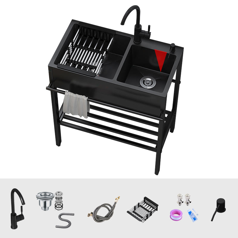 Modern Style Kitchen Sink All-in-one Black Kitchen Sink with Drain Assembly