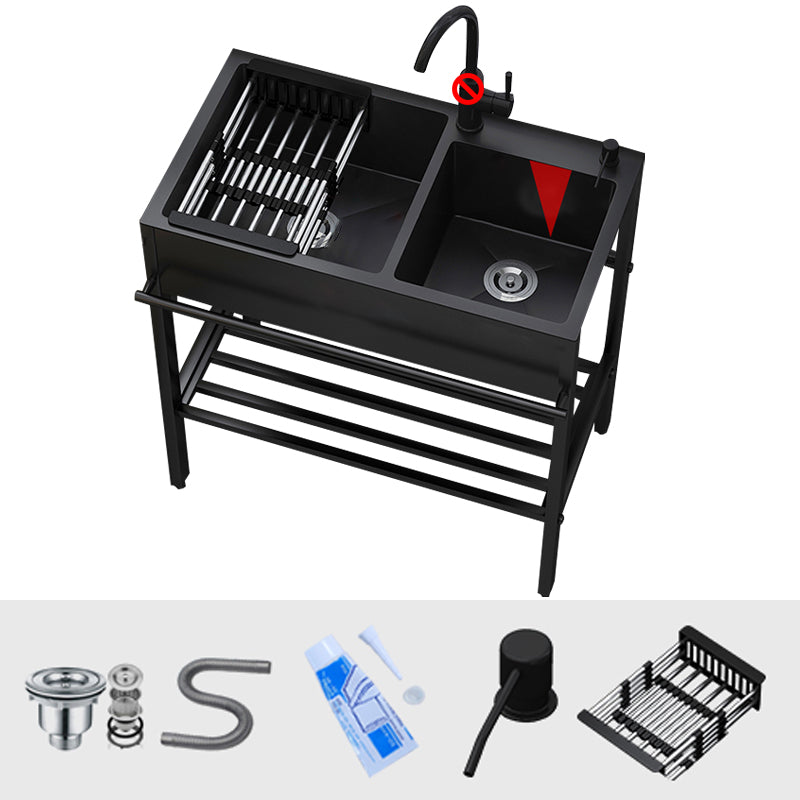 Modern Style Kitchen Sink All-in-one Black Kitchen Sink with Drain Assembly