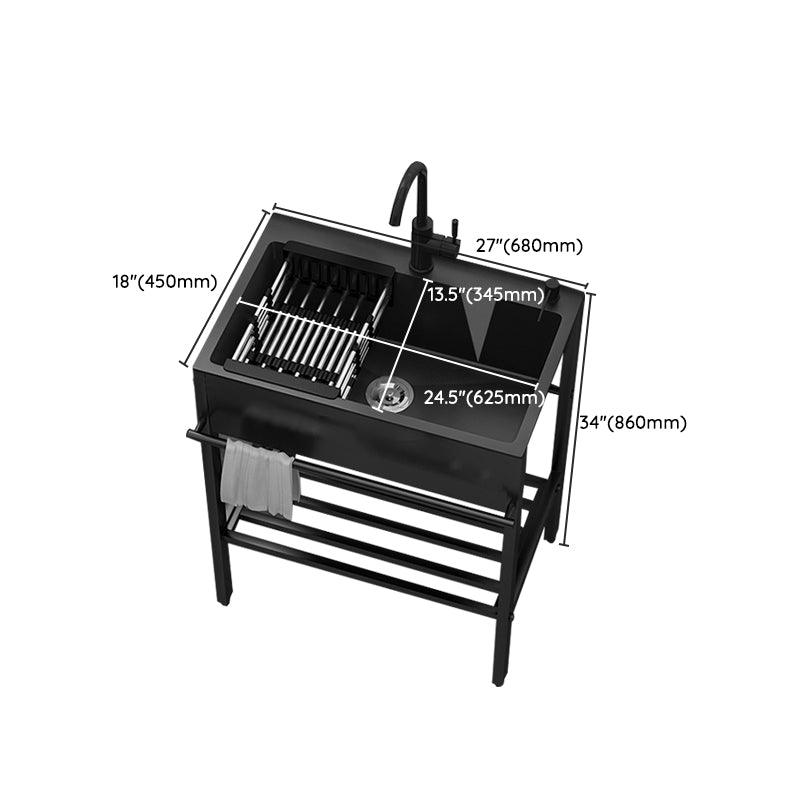 Modern Style Kitchen Sink All-in-one Black Kitchen Sink with Drain Assembly