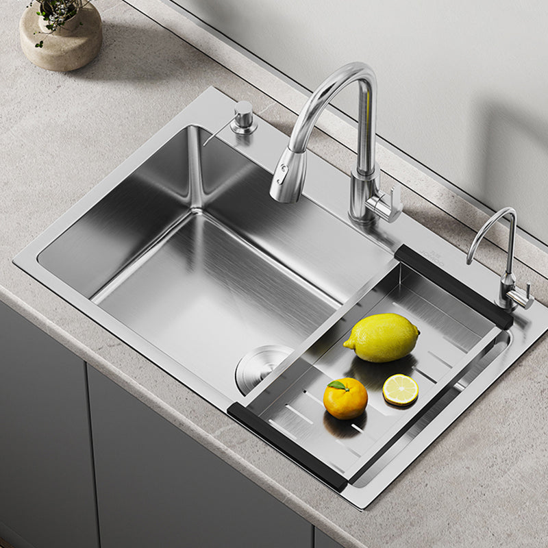 Modern Kitchen Sink Stainless Rectangular Kitchen Sink with Pull-out Faucet