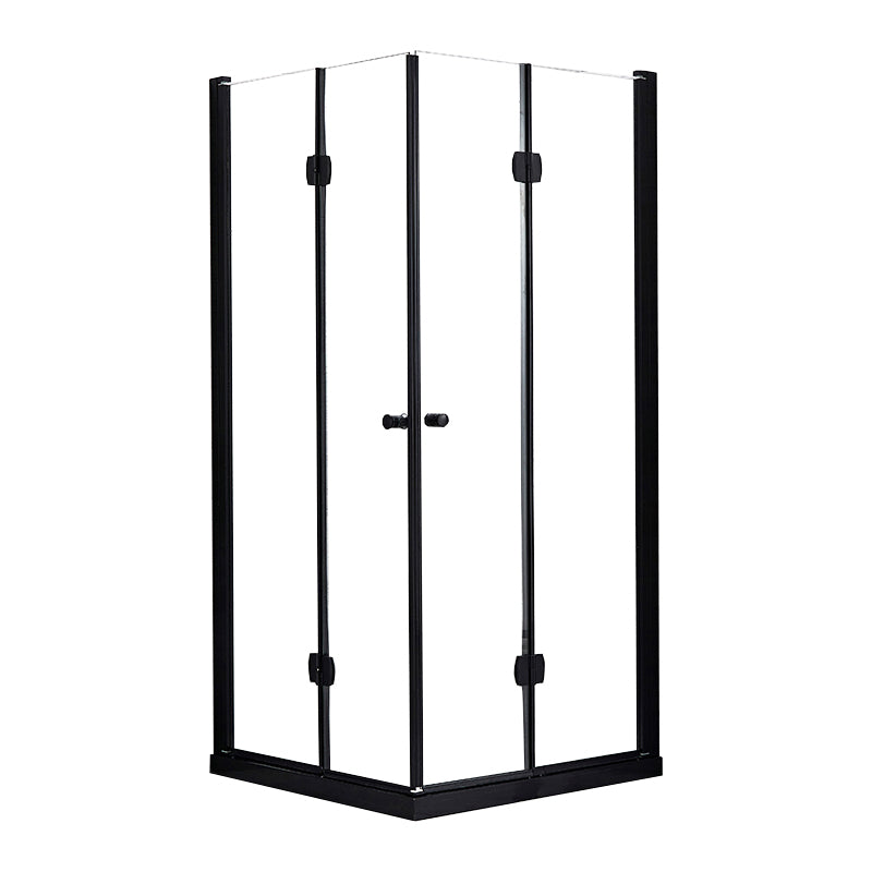 Square Black Frame Folding Shower Enclosure with Double Door Handles