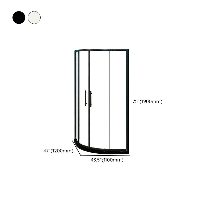 Silver and Black Shower Enclosure Clear Tempered Glass Shower Stall