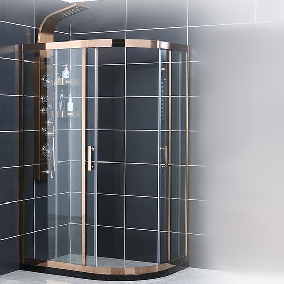 Neo-round Stainless Steel Shower Enclosure with Double Door Handles