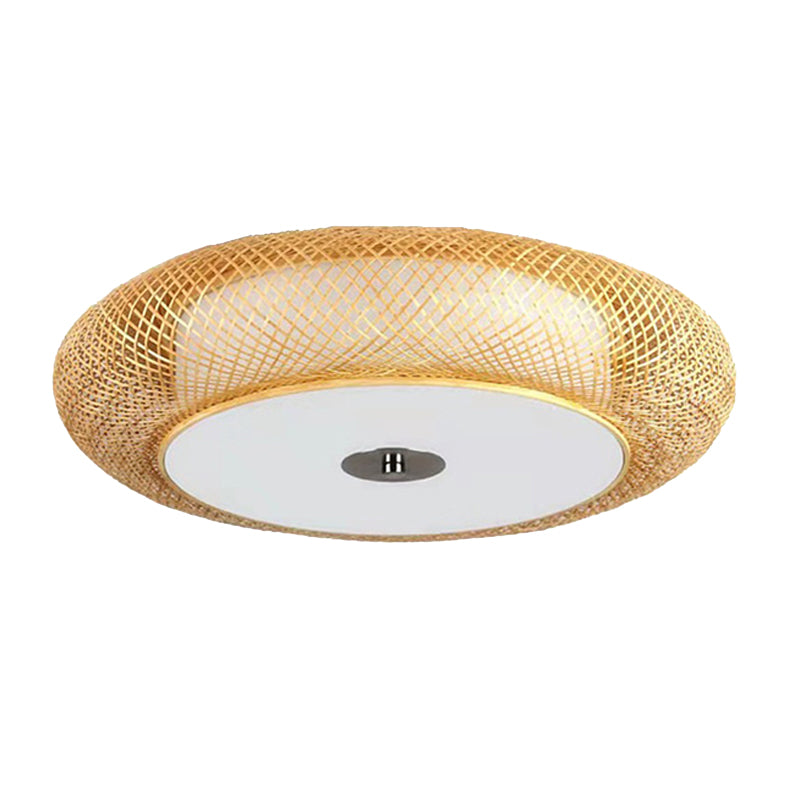 Modern Ceiling Light Weave Ceiling Mount Light with Bamboo Shade for Bedroom