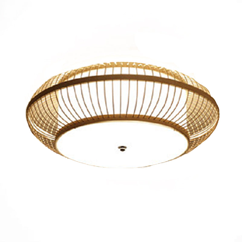 Modern Ceiling Light Weave Ceiling Mount Light with Bamboo Shade for Bedroom