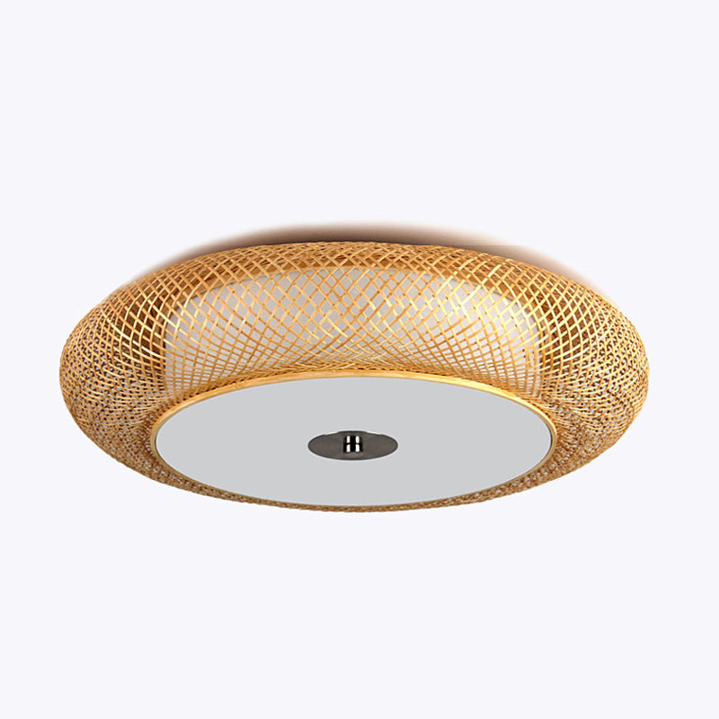 Modern Ceiling Light Weave Ceiling Mount Light with Bamboo Shade for Bedroom