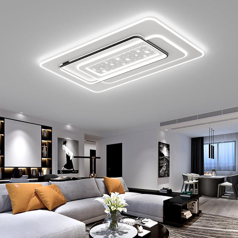 Contemporary Ceiling Lighting Metal Flush Mount Fixture in Black and White for Bedroom