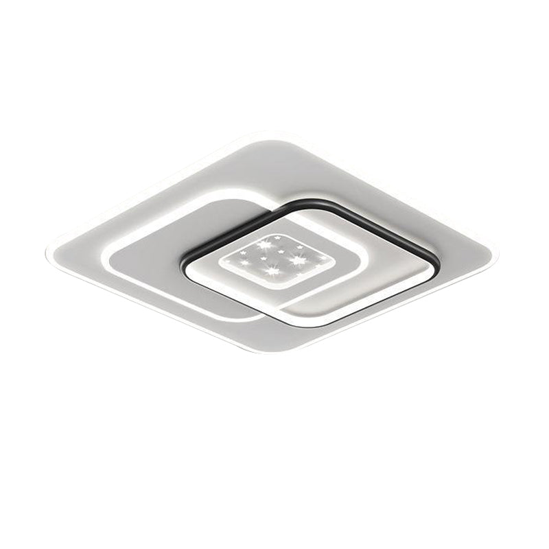 Contemporary Ceiling Lighting Metal Flush Mount Fixture in Black and White for Bedroom