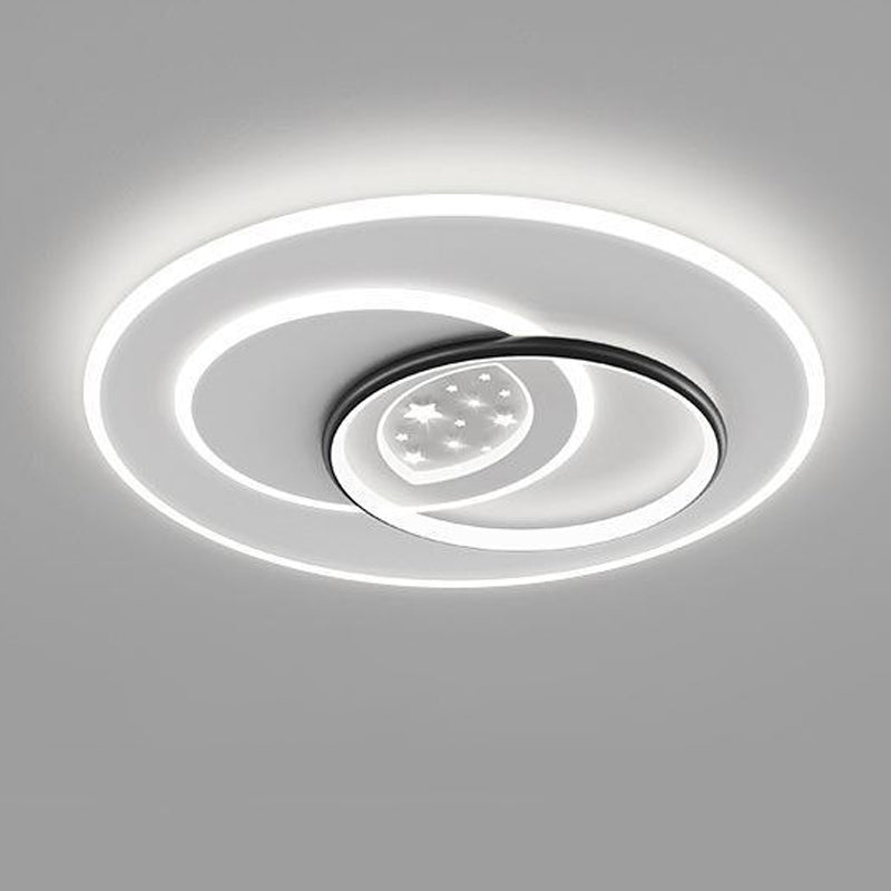 Contemporary Ceiling Lighting Metal Flush Mount Fixture in Black and White for Bedroom