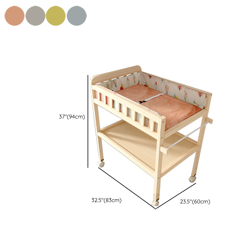 Wooden Shelf Changing Table with Pad and Storage Flat Top Baby Changing Table