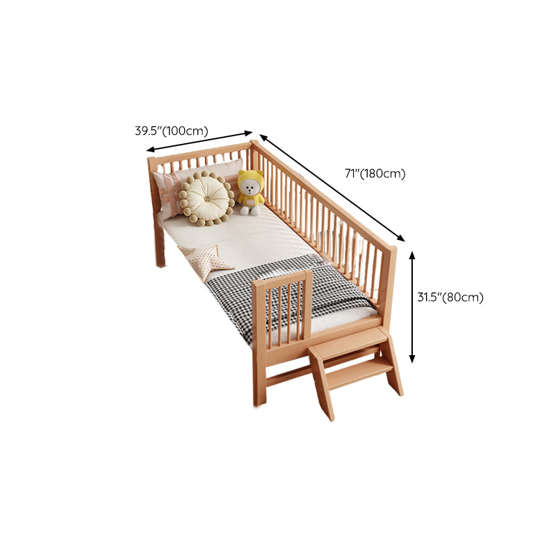 Glam Brown Solid Wood Nursery Bed Guardrail Rectangle Baby Crib