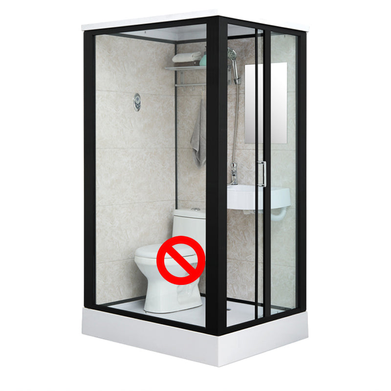 Rectangle Shower Stall Black Sliding Shower Stall with White Base