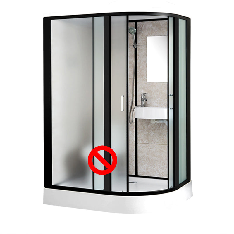 Rectangle Shower Stall Black Sliding Shower Stall with White Base