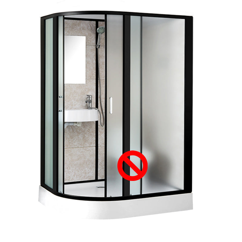 Rectangle Shower Stall Black Sliding Shower Stall with White Base