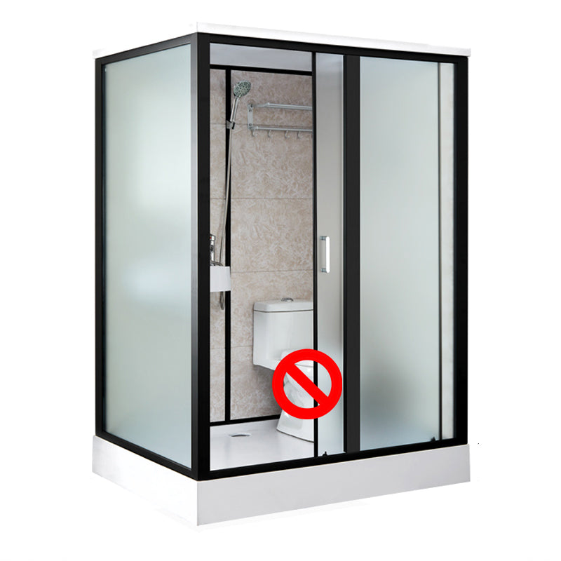 Rectangle Shower Stall Black Sliding Shower Stall with White Base