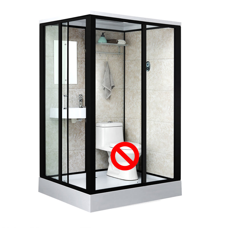 Rectangle Shower Stall Black Sliding Shower Stall with White Base