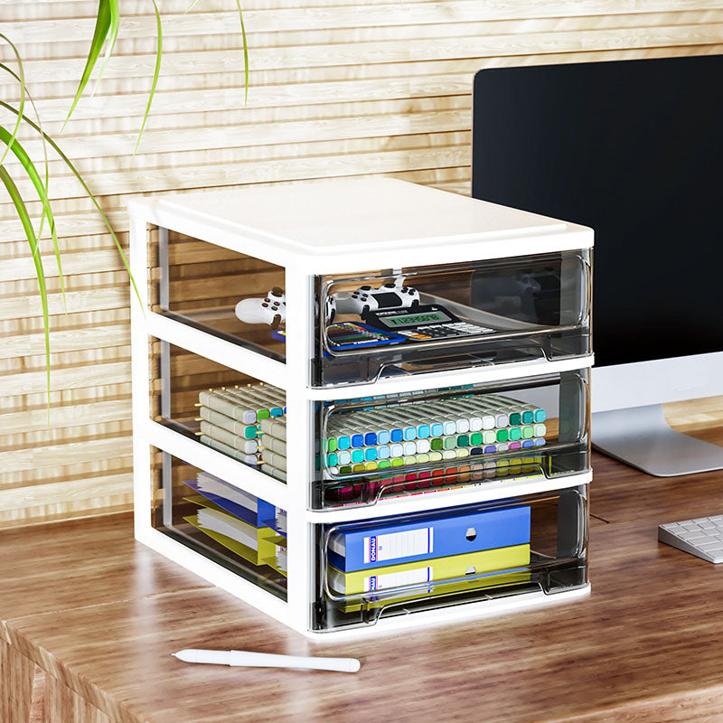 Lateral Filing Cabinet Transparent Plastic Drawers File Cabinet for Home or Office