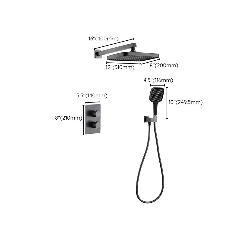 Modern Shower Head Combo Brass Temperature Control Wall Mounted Shower Combo